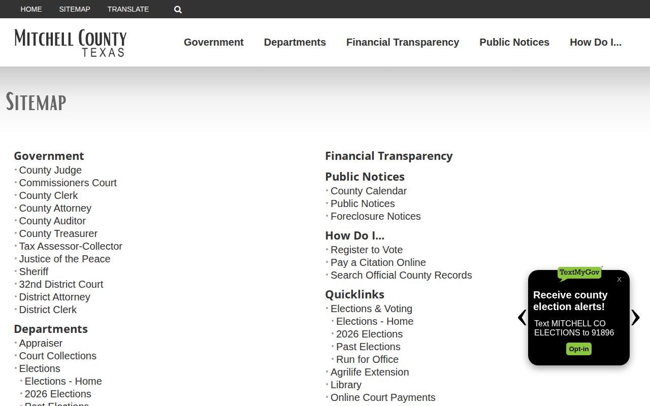 Mitchell County sitemap without a jail release feed
