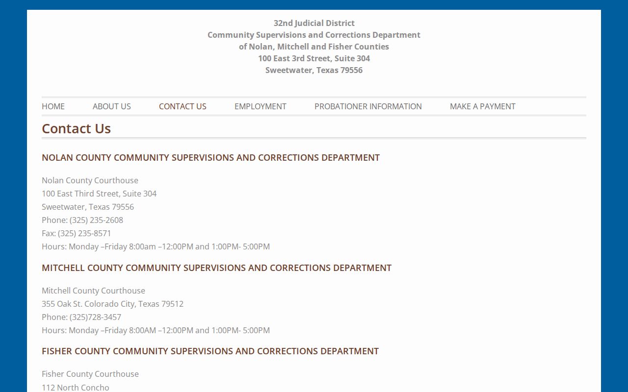 Mitchell County probation supervision office record route